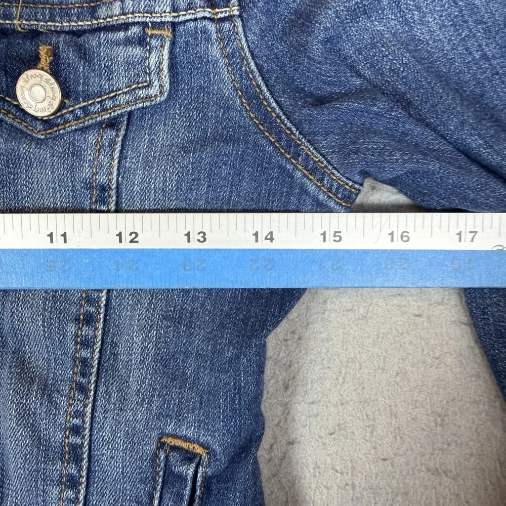 Old Navy Jacket Youth L 10-12 Blue Denim Jean Button Front Stretch Trucker 2013